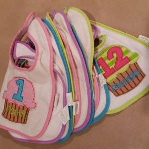 12 months 12 pcs. bib set baby girl